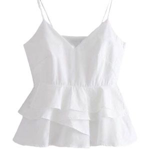 White ruffle cami top
